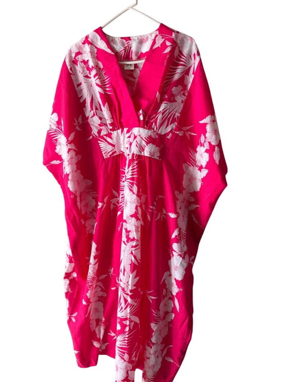 Royal Creations Womens Tropical Caftan Maxi Dress One OS Pink Polyester Vintage
